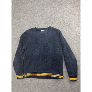 Carve Designs Sherpa Fleece Sweatshirt Women's M Blue Yellow Stripe Pullover